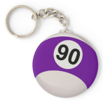 Purple Number 90 Billiards Ball Keychain