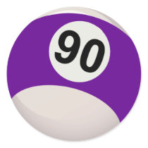 Purple Number 90 Billiards Ball Round Stickers