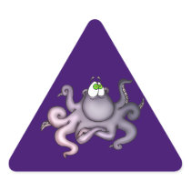 Purple Octopus Triangle Stickers