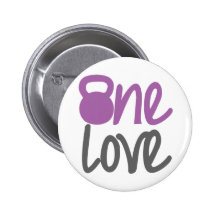 Purple "One Love" Pinback Button