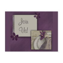 Purple orchid invitation postcard