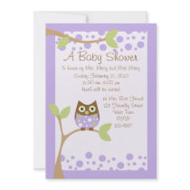 Purple Owl Baby Shower Invitation