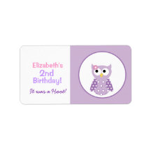 Purple Owl Custom Baking Labels or Stickers