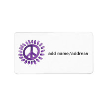 purple painted peace sign labels