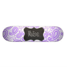 Purple Paisley Vintage Chalkboard look Skate Board
