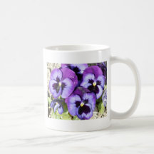 purple pansies mugs