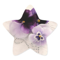purple pansies star stickers