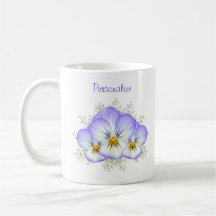 Purple Pansies With Name Mug