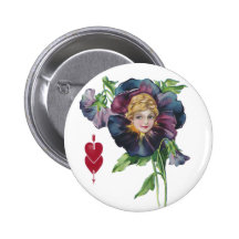 Purple Pansy Lady Vintage Valentine Pin