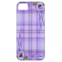Purple Pansy Plaid iPhone 5 Case