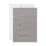 Purple Paper Cranes Fairy Lights Wedding Reception invitations
