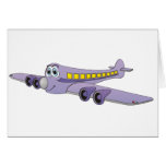 Purple Passenger Jet Cartoon Greeting Card