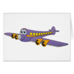 Purple Passenger Jet Cartoon Greeting Card