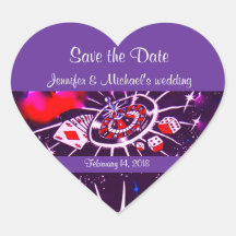 Purple Passion Vegas Casino Style Wedding Heart Stickers