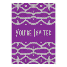 purple pattern custom invitations