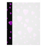Purple Pattern of Love Hearts on Black. Letterhead