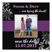 Purple Pattern Photo Save the Date Announcement