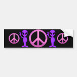 Purple Peace Alien Bumper Sticker