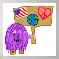 Purple Peace Love Earth America Print