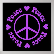 Purple Peace & Love Poster