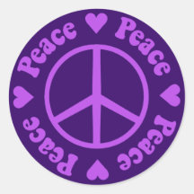 Purple Peace & Love Sticker