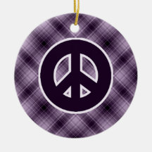 Purple Peace Sign Christmas Ornament