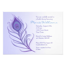 Purple Peacock Feather Bridal Shower Invitation