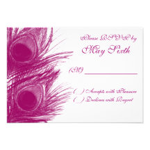 Purple Peacock Feather RSVP Card Custom Invite