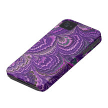 Purple Peacock Feather Vintage Style iPhone 4 Cases