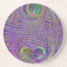 Purple Peacock Feathers Coaster
