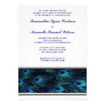 Purple Peacock Silver Trim Wedding Invitation