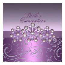 Purple Pearl Swirls Quinceañera Invitation