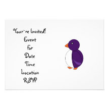 Purple penguin invitations