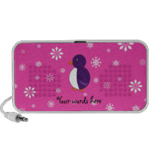 Purple penguin pink snowflakes pattern laptop speakers