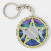 Purple Pentagram Triple Goddess Keychain