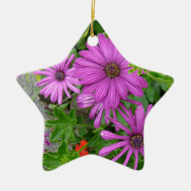 Purple petals amongst the greenery ornament