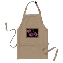 Purple Petunias in Lace Frame Apron