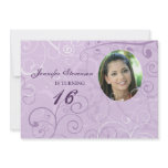 Purple Photo 16th Birthday Party Invitation Cards