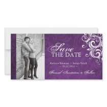 Purple Photo Save The Date Invitation Photo Card Template