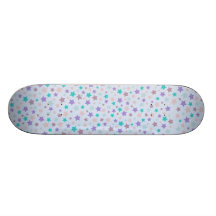 Purple Pink and Blue Pastel star pattern on blue Skate Boards