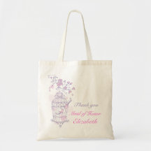 Purple pink bird wedding maid of honor bag
