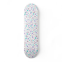 Purple Pink Blue stars pattern on white Skate Board