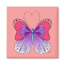 Purple & Pink Butterfly magnet magnets