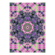Purple Pink Flowers Blossom Mandala Personalized Invite