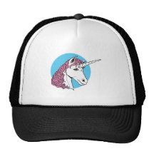 purple/pink mane unicorn head mesh hat