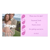 Purple Pink Paisley Save the Date  Your Photo Custom Photo Card