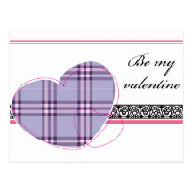 Purple Plaid Heart Post Card