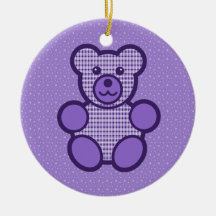Purple Plaid Teddy Bear Christmas Ornament