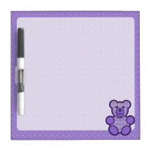 Purple Plaid Teddy Bear Dry-Erase Boards
