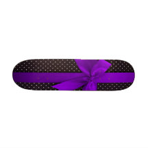 Purple Polka Dot Ribbon Skate Deck